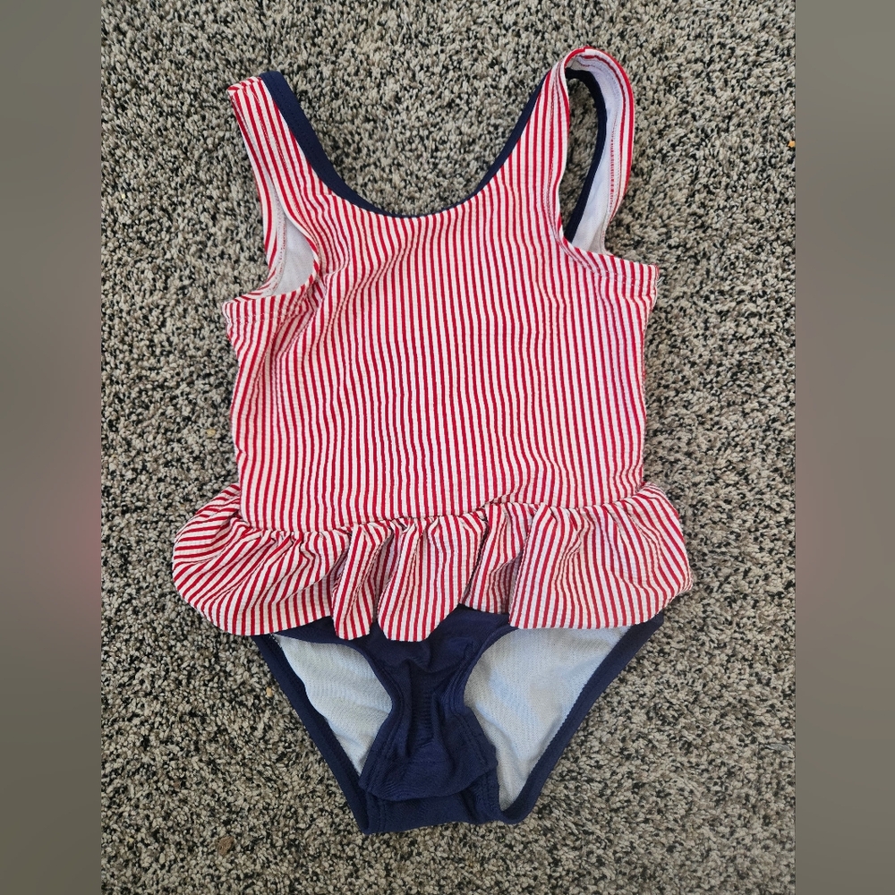 Cat & Jack Red and White Striped Kids Swimsuit
